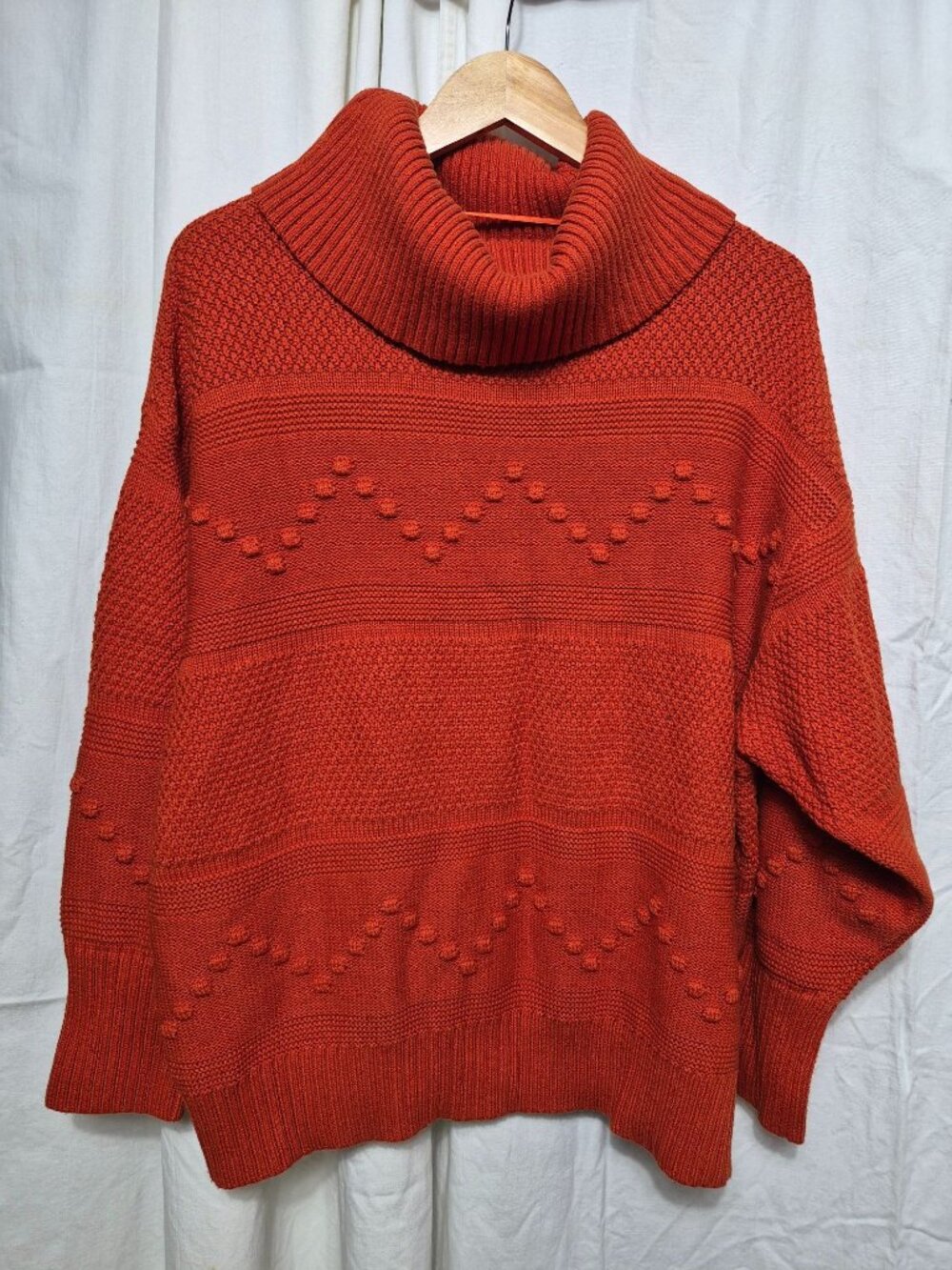 Frye & Co 1X Orange Knit Outdoor Holiday Fall Chunky Classic Party Work Casual